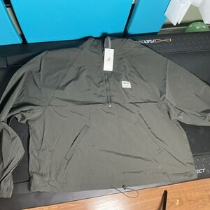 Staple Men's Windbreaker Jacket Black 1/4 Zip Logo Drawstring Mid-Length L